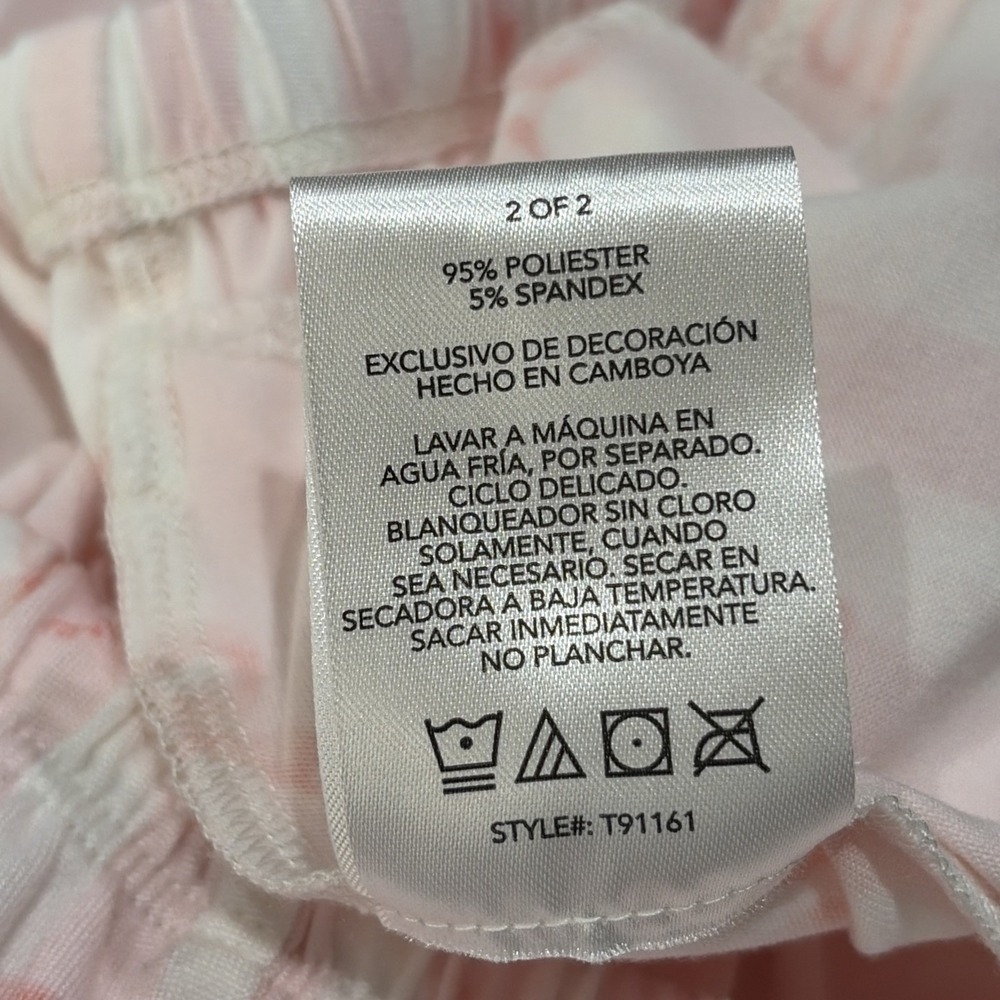 Flora Nikrooz Pajama Set Women XL 14-16 Pink White 2-Piece Top & Pants Sleepwear - Picture 15 of 15